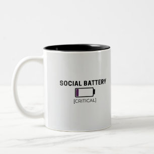Minimalistischer Sozialakku Leer Aufkleber Zweifarbige Tasse