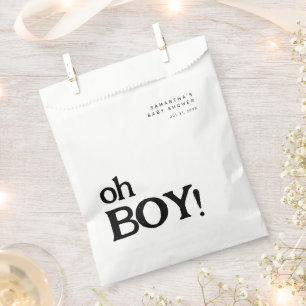 Minimalistischer Spaß Oh Boy Baby Shower Geschenktütchen