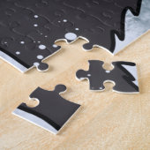 Minimalistischer Spaß Schwarze Katze auf Hochtoure Puzzle (Seite)