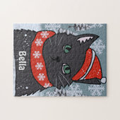 Minimalistischer Spaß Schwarze Katze auf Hochtoure Puzzle (Horizontal)