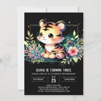 Minimalistischer Spaß Tiger Geburtstag Einladung