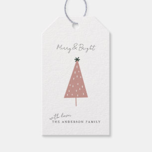 Minimalistischer Spaßiger Rosa Weihnachtsbaum Urla Geschenkanhänger