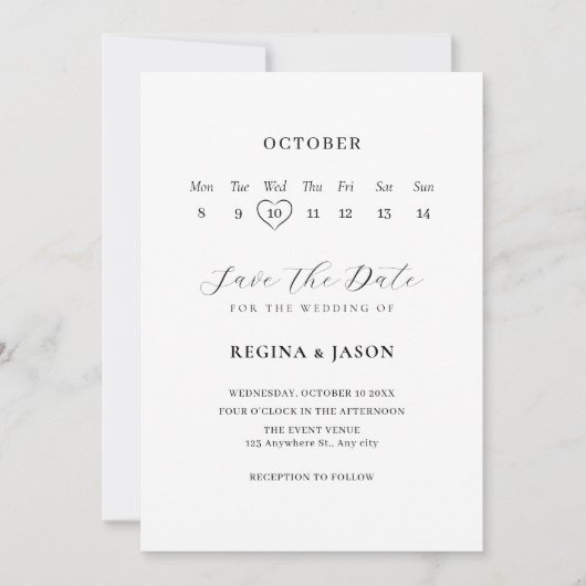 Minimalistischer Speichern Sie das Datum Kalender Save The Date (Vorderseite)