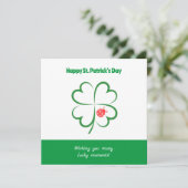 Minimalistischer St. Patricks Day, 4 Leaf Clover, Karte (Stehend Vorderseite)