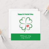 Minimalistischer St. Patricks Day, 4 Leaf Clover, Karte (Vorderseite/Rückseite Beispiel)