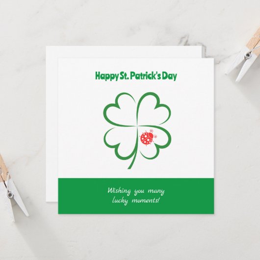 Minimalistischer St. Patricks Day, 4 Leaf Clover, Karte (Vorderseite/Rückseite Beispiel)