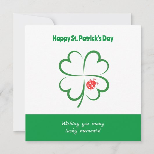 Minimalistischer St. Patricks Day, 4 Leaf Clover, Karte (Vorderseite)