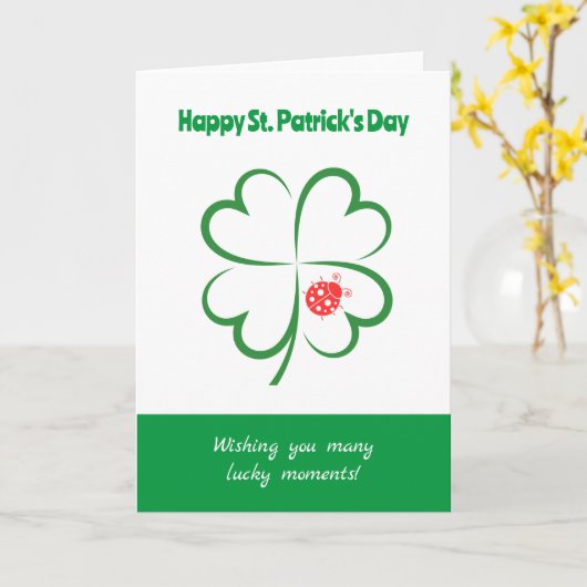 Minimalistischer St. Patricks Day, 4 Leaf Clover, Karte (Gelbe Blume)