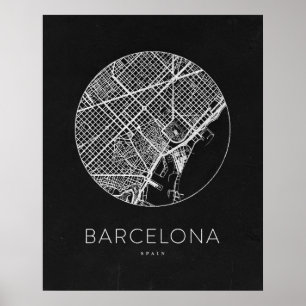Minimalistischer Stadtplan von Barcelona Poster