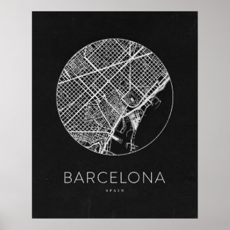 Minimalistischer Stadtplan von Barcelona Poster