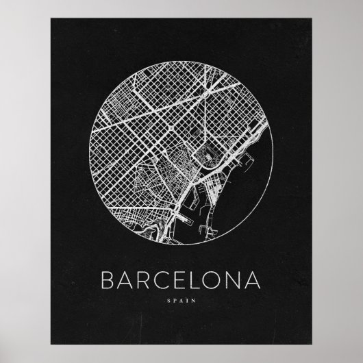 Minimalistischer Stadtplan von Barcelona Poster (Vorne)