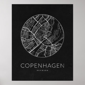 Minimalistischer Stadtplan von Kopenhagen Poster