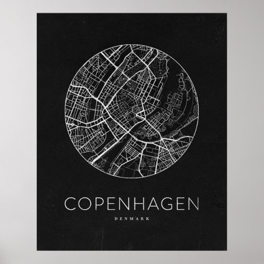 Minimalistischer Stadtplan von Kopenhagen Poster (Vorne)