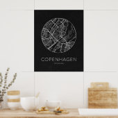 Minimalistischer Stadtplan von Kopenhagen Poster (Küche)