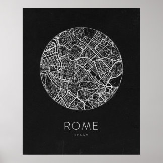 Minimalistischer Stadtplan von Rom Poster