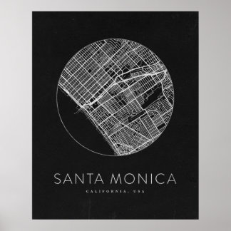 Minimalistischer Stadtplan von Santa Monica Poster
