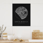 Minimalistischer Stadtplan von Santa Monica Poster (Küche)