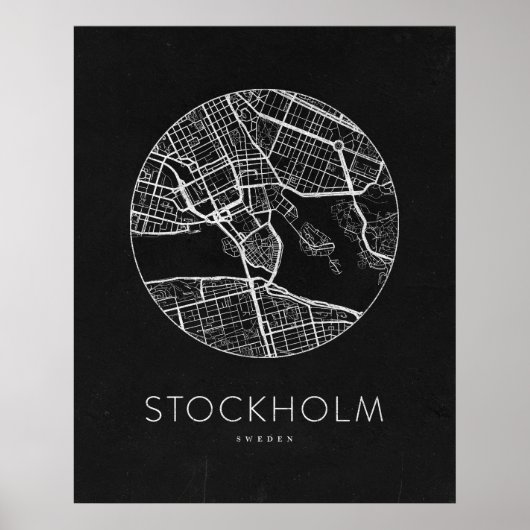 Minimalistischer Stadtplan von Stockholm Poster (Vorne)