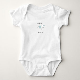 Minimalistischer Staubblauer Oh Baby Elefant Strampler