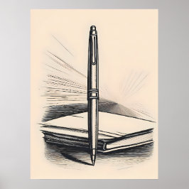 Minimalistischer Stift - Elegante Linie Zeichnend Poster