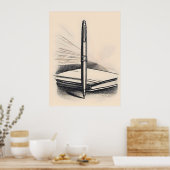 Minimalistischer Stift - Elegante Linie Zeichnend Poster (Küche)