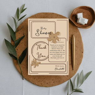 Minimalistischer Stil Baby Shower mit Blumen Dankeskarte
