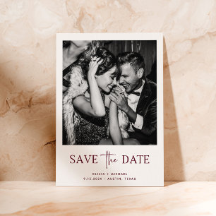 Minimalistischer Stil Burgund Ein Foto Save The Date