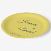 Minimalistischer Stil | Calligrafy Schriftart Wedd Pappteller (Schrägansicht)