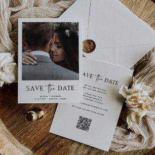 Minimalistischer Stil   Ein Foto und QR-Code Save The Date
