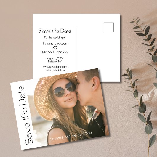 Minimalistischer Stil Foto-Chic Save the Date Ankündigungspostkarte