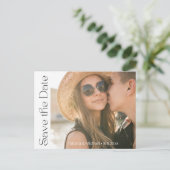 Minimalistischer Stil Foto-Chic Save the Date Ankündigungspostkarte (Stehend Vorderseite)