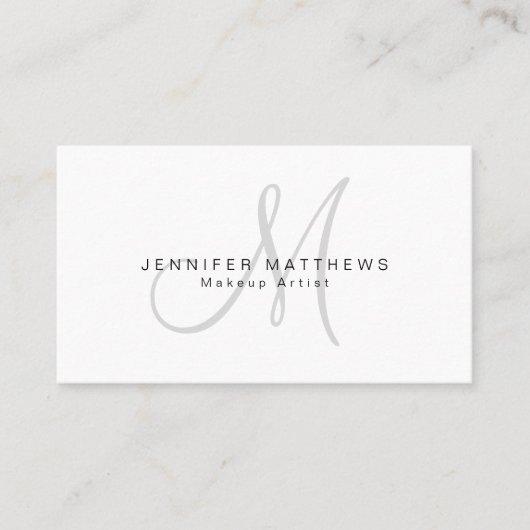 Minimalistischer stilvoller grauer Monogramm-Name Visitenkarte (Vorderseite)