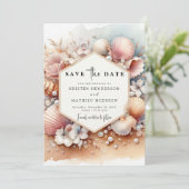 Minimalistischer Strand Hochzeit Save The Date (Stehend Vorderseite)