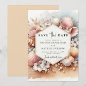Minimalistischer Strand Hochzeit Save The Date (Vorne/Hinten)