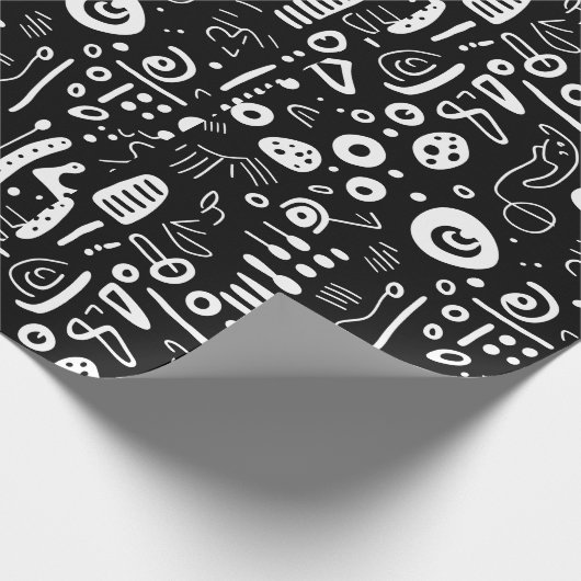minimalistischer Surrealist in Schwarzweiß Geschenkpapier (Ecke)