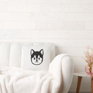 Minimalistischer süßer Chibi-Husky-Gesicht Kissen
