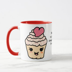 Minimalistischer süßer Cupcake mit einem Herzen Tasse
