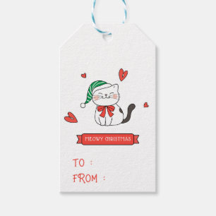 Minimalistischer süßer Santa Kitty Katze Meowy Wei Geschenkanhänger