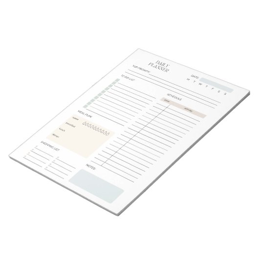 Minimalistischer Tagesplaner Notizblock (angewinkelt)