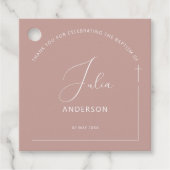 Minimalistischer Taufpink Geschenkanhänger (Vorderseite)