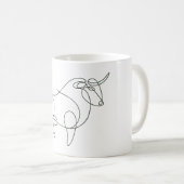 Minimalistischer Taurus Bull Line Art Kaffeetasse (VorderseiteRechts)