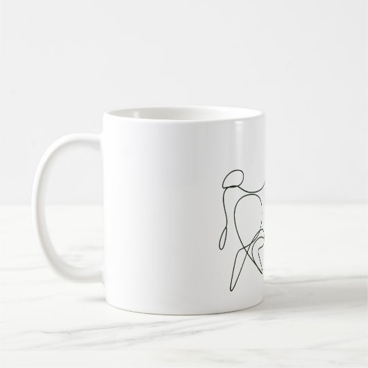Minimalistischer Taurus Bull Line Art Kaffeetasse (Links)