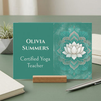 Minimalistischer Teal Heiliger Lotus Yoga Reiki Le Visitenkarte