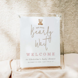 Minimalistischer Teddybär Baby Shower Willkommen Poster