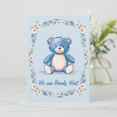 Minimalistischer Teddybär Einladung (Stehend Vorderseite)