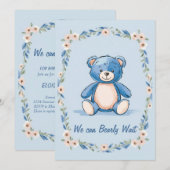 Minimalistischer Teddybär Einladung (Vorne/Hinten)
