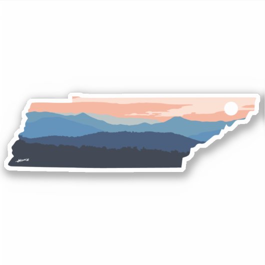 Minimalistischer Tennessee-Berg Sonnenuntergang Aufkleber (Vorderseite)