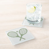 Minimalistischer Tennisplatz Racquets Ball Glasuntersetzer (Schrägansicht)