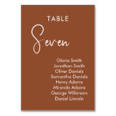 Minimalistischer Terracotta, elegante Tischnummer (Rückseite)