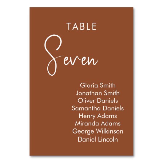 Minimalistischer Terracotta, elegante Tischnummer (Rückseite)